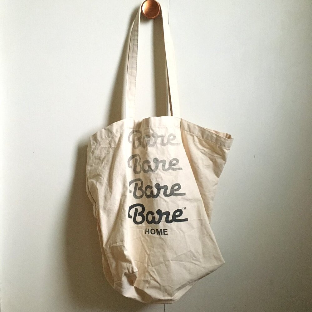 Bare Home Organic Cotton Large Cream Canvas Tote Laundry Storage Bag